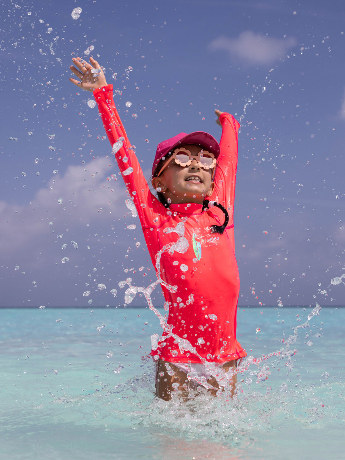 Twinsea Kids Rash Guard — Coral — Twinsea